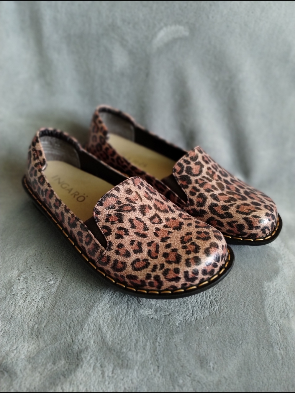 Ingaro Leopard Print Slip-On Loafers Women’s 9M Comfort Flats Brown Black